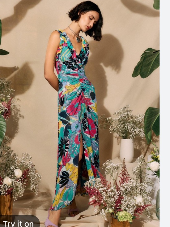 Diane Von Furstenberg Dresses & Skirts - Diane Von Furstenberg Sean Floral Mesh Ruffle Maxi Dress